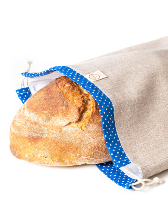 Bagydesign Chlebovka - pytlík na chleba režný s modrým tunýlkem