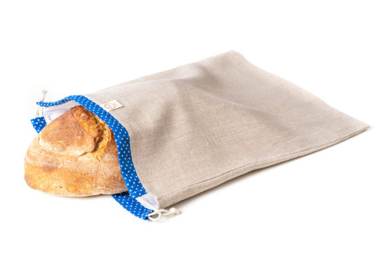 Bagydesign Chlebovka - pytlík na chleba režný s modrým tunýlkem